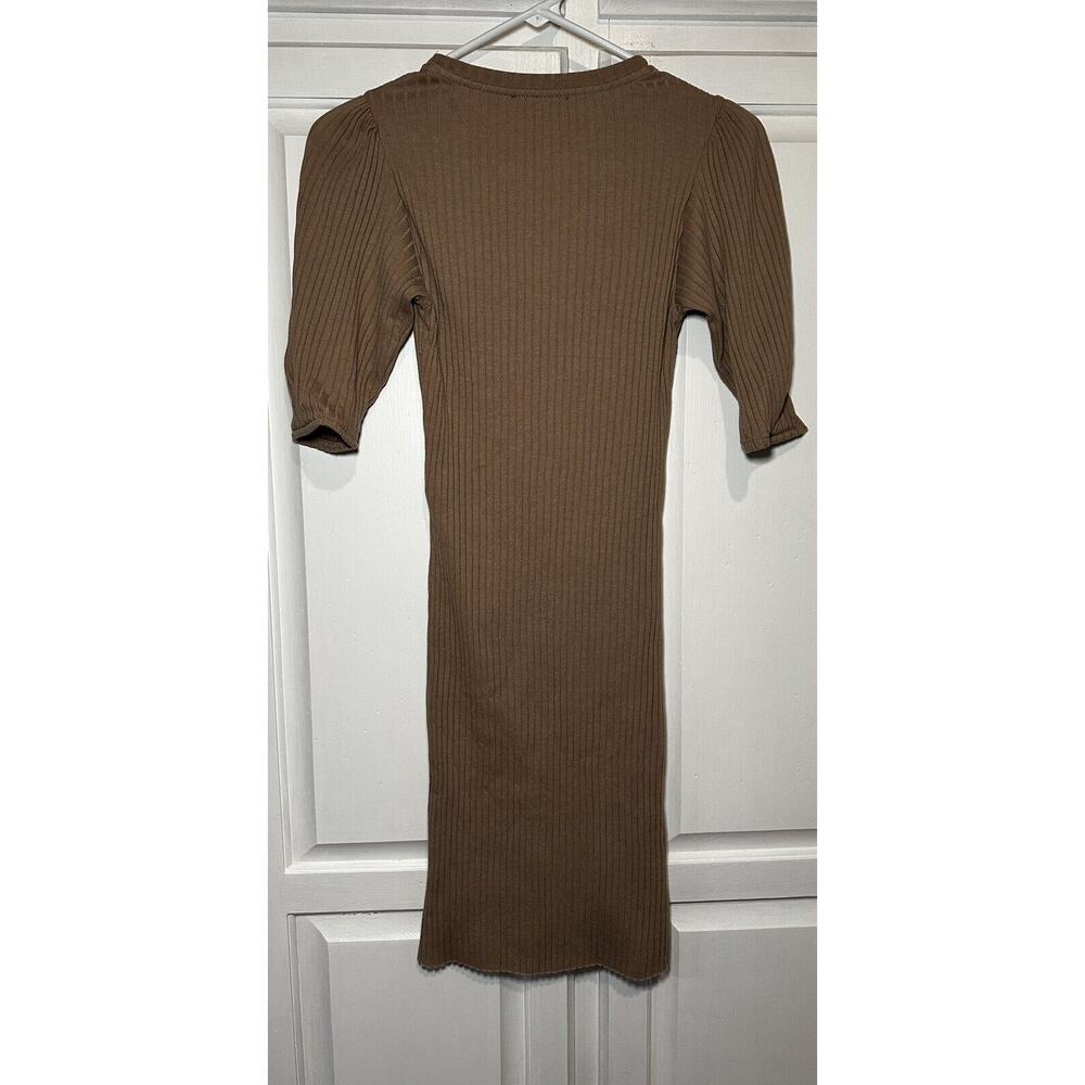Zara Ribbed Midi Sparkle Body on Dress Size Medium Beige - Picture 2 of 6